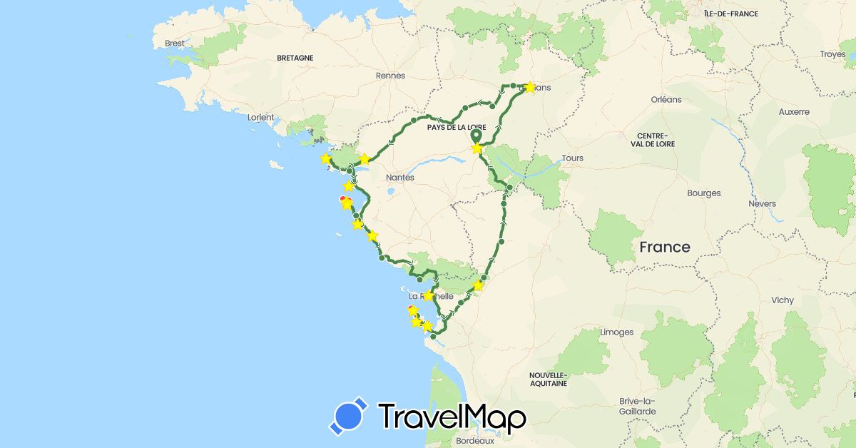 TravelMap itinerary: driving, hiking, 2026 avril in France (Europe)
