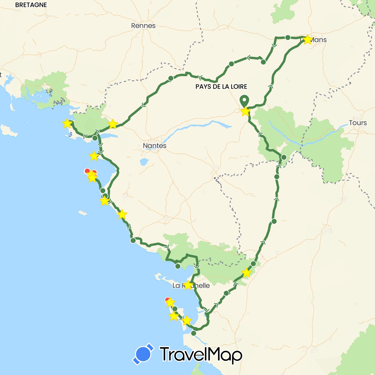 TravelMap itinerary: driving, hiking, 2026 avril in France (Europe)